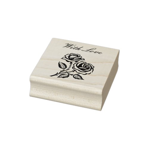 With Love and two roses Rubber Stamp