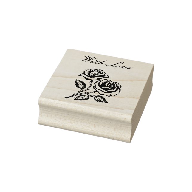 With Love and two roses Rubber Stamp (Stamp)
