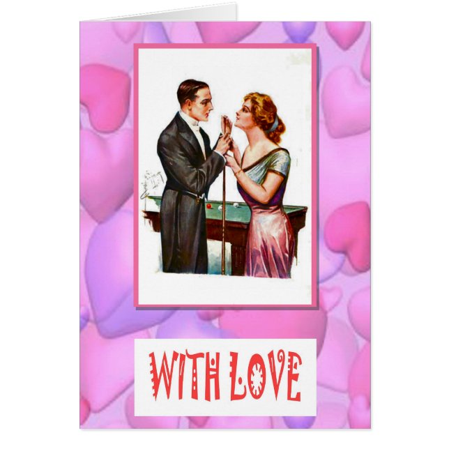 With love - at a snooker table cards (Front)