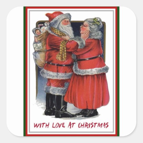 With Love At Christmas From Mr and Mrs Claus Square Sticker