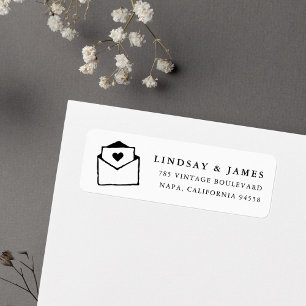 With Love Black and White Return Address Label