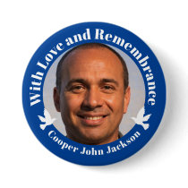 With love blue two white doves photo remembrance button