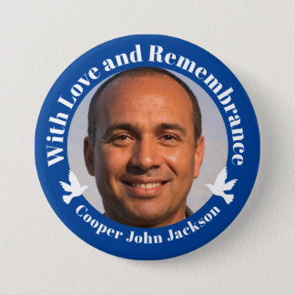 With love blue two white doves photo remembrance button