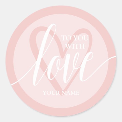 With Love Blush Pink Classic Round Sticker