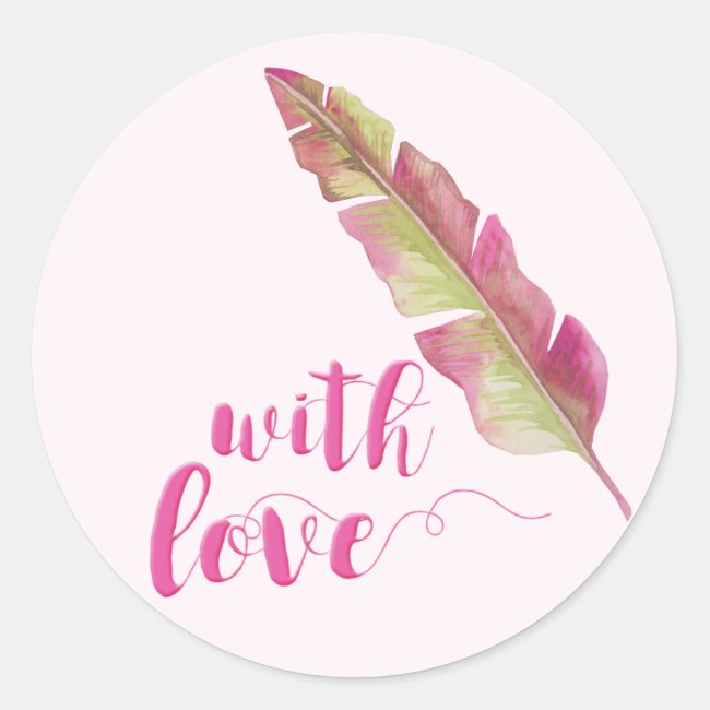 With Love | Bohemian Feather Round Wedding Sticker