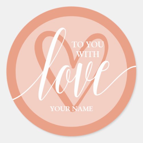 With Love Coral Classic Round Sticker