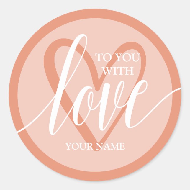 With Love Coral Classic Round Sticker (Front)