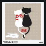 With Love – Custom Cat Couple Wall Decal<br><div class="desc">Celebrate love and togetherness with this heartwarming wall decal featuring a charming black and white cat couple sitting side by side inside a soft beige heart background. Their tails curl together in a symbol of affection, while a bold “With LOVE” message sits below them for extra emotional charm. A lovely...</div>