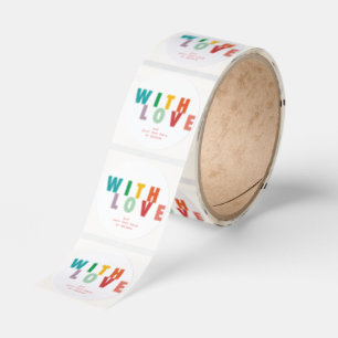 WITH LOVE CUSTOM COLORFUL CHRISTMAS CLASSIC ROUND STICKER