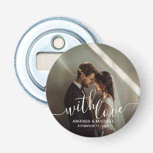 'With Love' Custom Photo Wedding Favor Bottle Opener