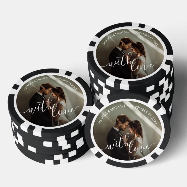 'With Love' Custom Photo Wedding Favor Poker Chips (Stack)