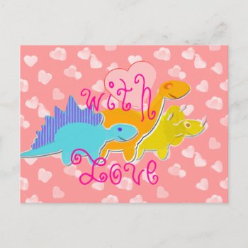 With Love Cute Dinosaurs Postcard by dinoshop at Zazzle