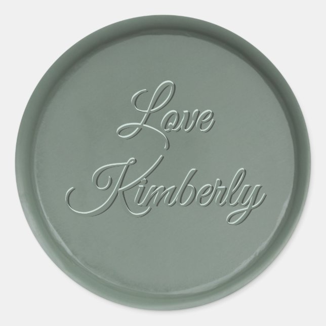 With love Dark Sage Wax Seal Sticker (Front)