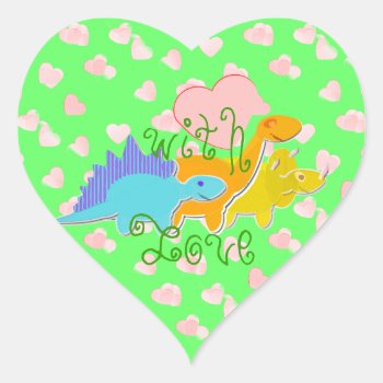 With Love Dinosaurs Hearts Heart Sticker by dinoshop at Zazzle
