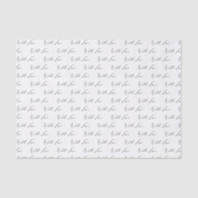 With Love Elegant Calligraphy Black White Gifting Tissue Paper (Front)