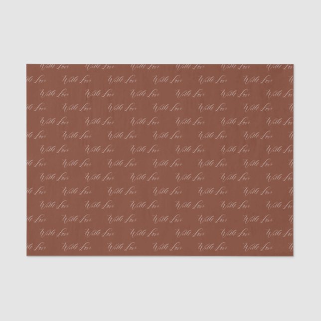 With Love Elegant Calligraphy Terracotta Wedding Tissue Paper (Front)