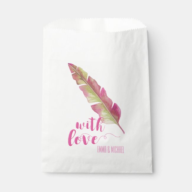 With Love | Feather, pink and green | Favor bags
