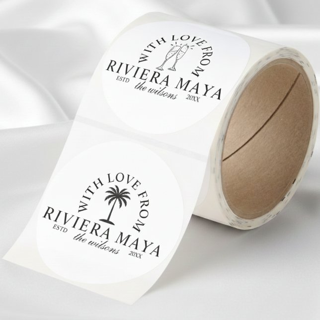 With Love From Destination Wedding Merch Station Classic Round Sticker (Ditch the expected wedding favors and gift your wedding guests something they'll actually use! )