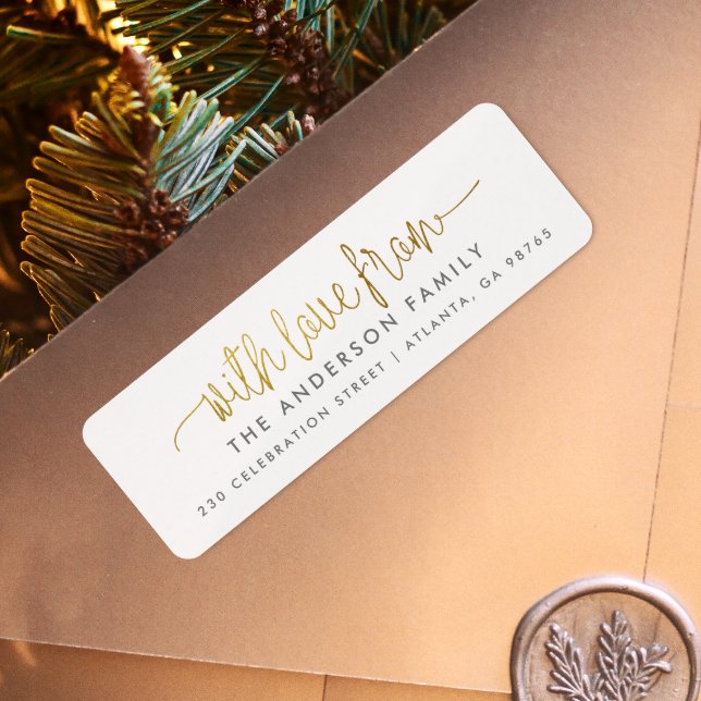 With Love From Gold Script & Custom Family Name Label (The Return Address Label Mock-up)