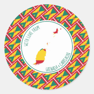 With Love From GRENADA CARRIACOU Flag Map Classic Round Sticker