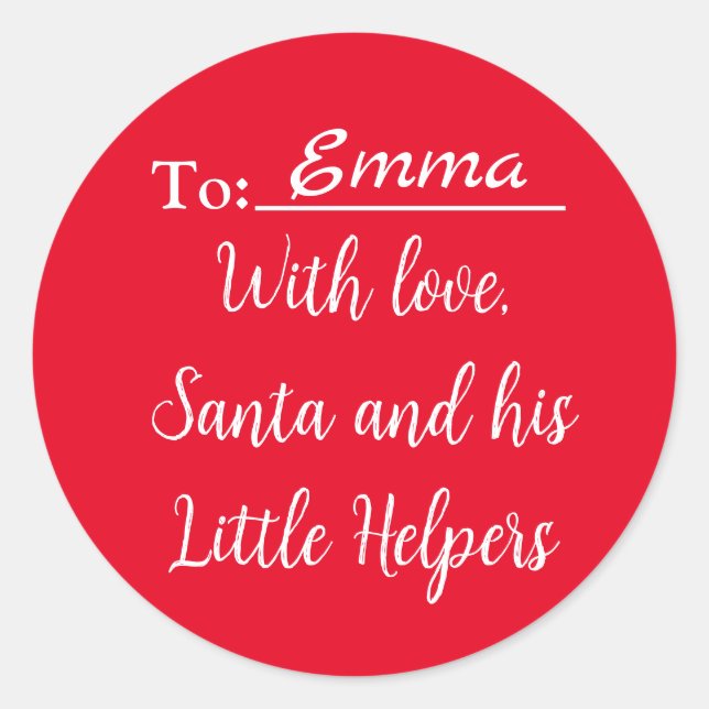 With Love From Santa and his Little Helpers Classic Round Sticker (Front)