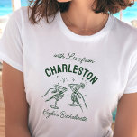 With Love From [Your City] Custom Bachelorette  T-Shirt<br><div class="desc">Raise a glass! This playful ‘With Love From’ destination tee,  featuring clinking martinis,  is the ultimate custom keepsake for the bride squad - perfect for matching bachelorette party style.</div>