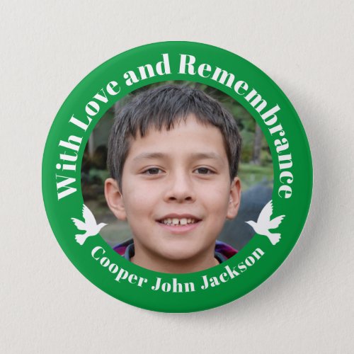 With love green two white doves photo remembrance button