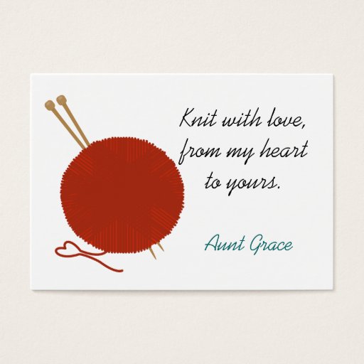 Customizable With Love Knitter's Hang Tag Business Card Template