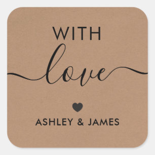 With Love Label Tags, Wedding Gift Tag, Kraft