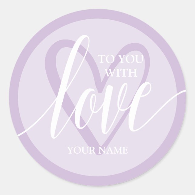 With Love Lavender Classic Round Sticker (Front)