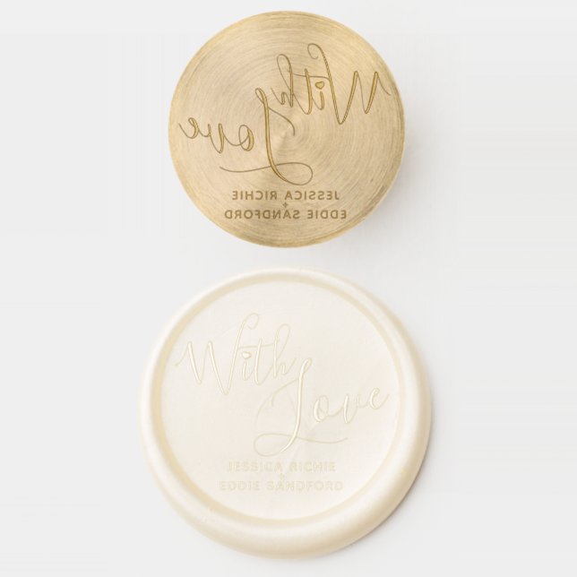 With love little heart custom couples name wedding wax seal stamp (Stamped)