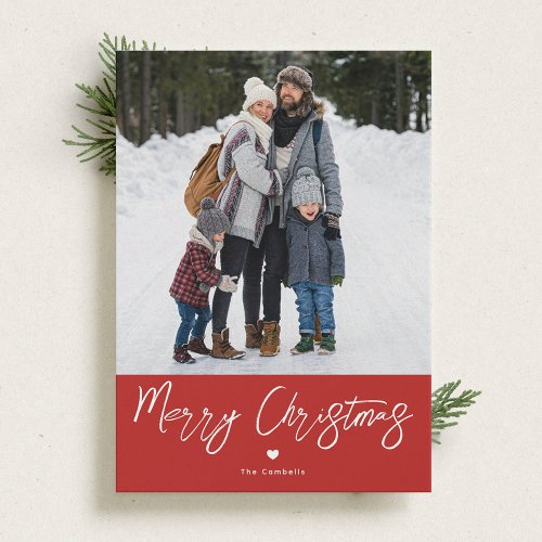 With Love Merry Christmas Typography Photo Card