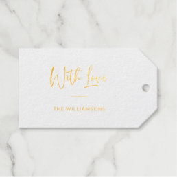 With Love | Minimalist Typography Custom Gold Foil Gift Tags