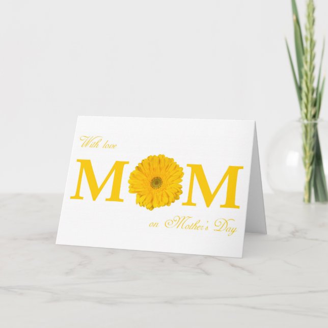 With Love Mom on Mother's Day Gerbera Daisy Flower Card (Front)