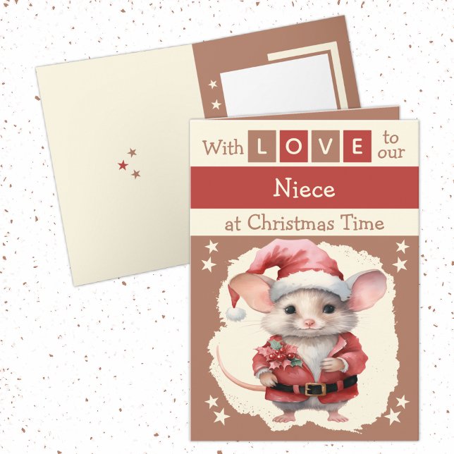 With love niece mouse brown Christmas Holiday Card (Creator Uploaded)