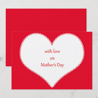 With Love on Mother's Day in Heart Red Background Invitation