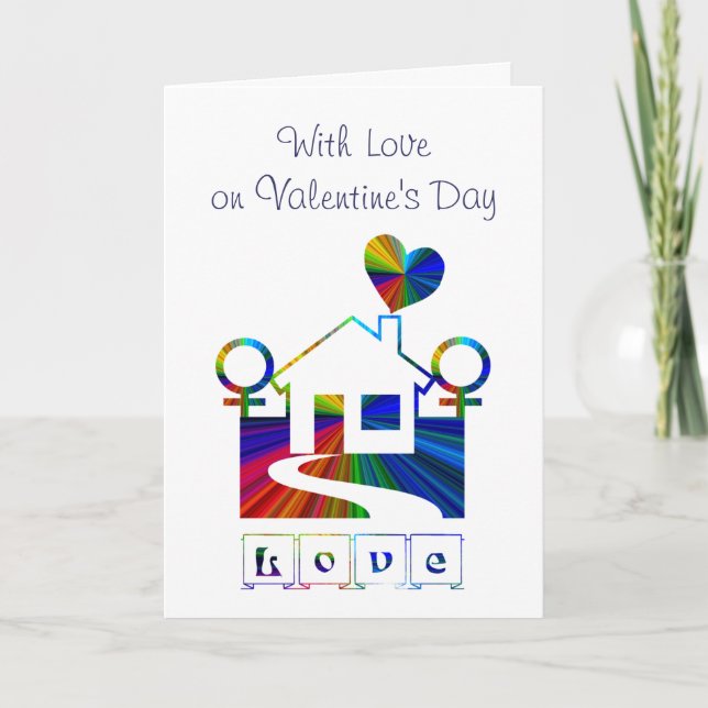 With Love on Valentine's Day-Lesbian Holiday Card (Front)