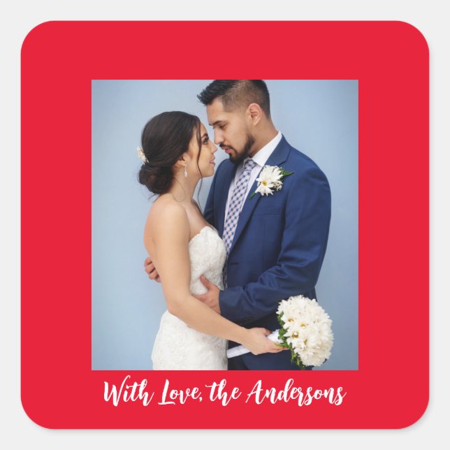 With Love Personalized Photo Square Sticker (Front)