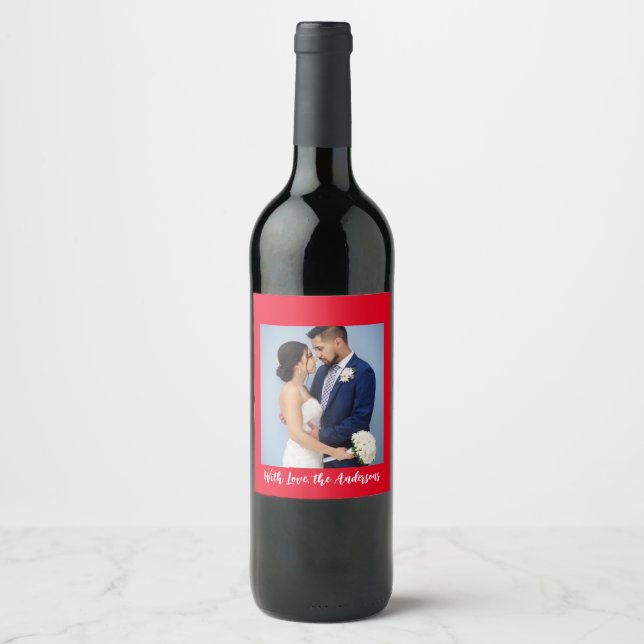With Love Personalized Photo  Wine Label (Front)
