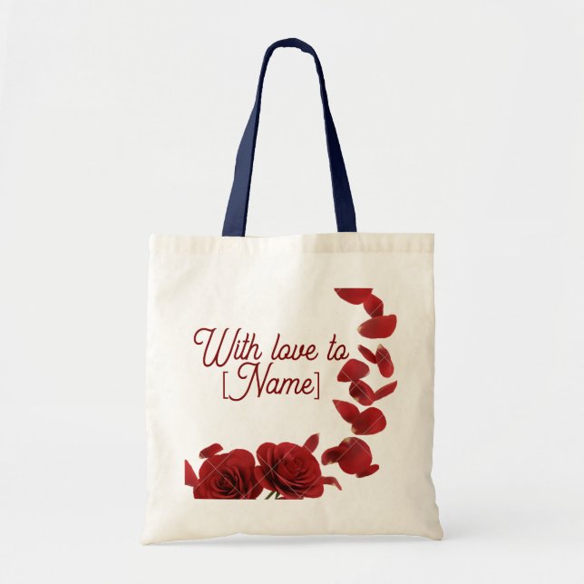 "With Love Personalized Rose Petal Tote Bag (Front)
