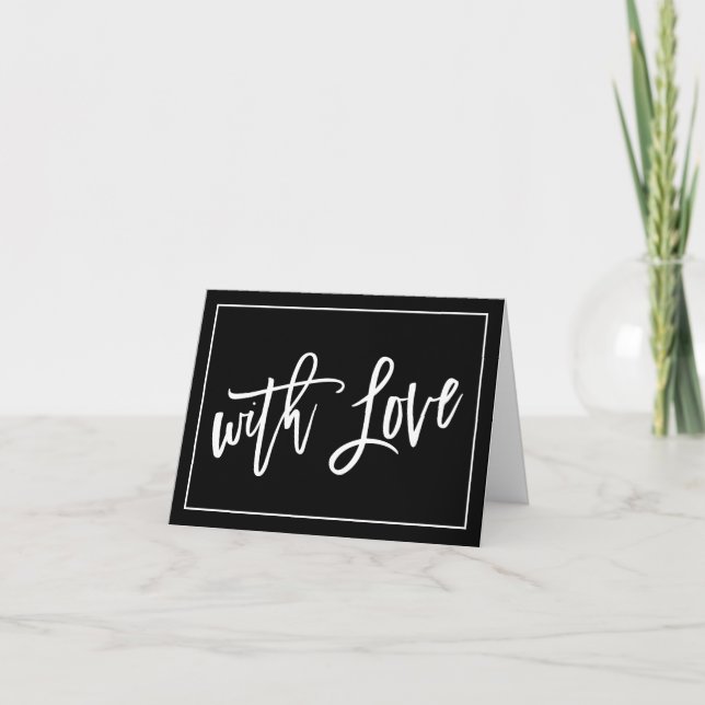 WITH LOVE PHOTO CARD modern hand lettered black (Front)