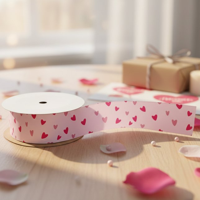With Love Pink Heart Romantic Gift Wrapping Decora Satin Ribbon (Creator Uploaded)