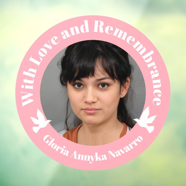 With love pink two white doves photo remembrance w window cling (Sheet 3)