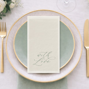 With Love Sage Green Wedding Paper Guest Towels