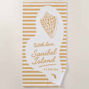 With Love Sanibel Island Junonia Beach Towel