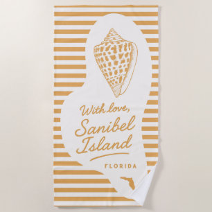 With Love Sanibel Island Junonia Beach Towel