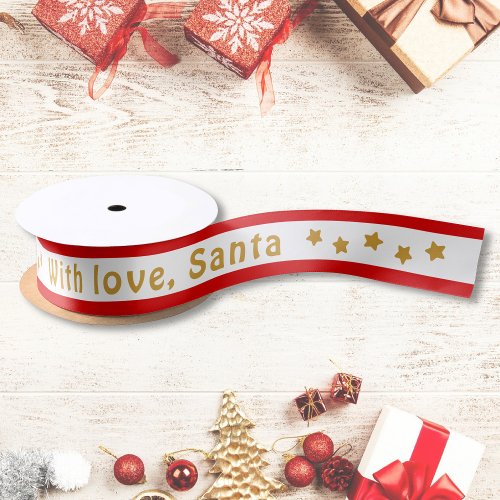 With Love Santa Custom Text Christmas Satin Ribbon