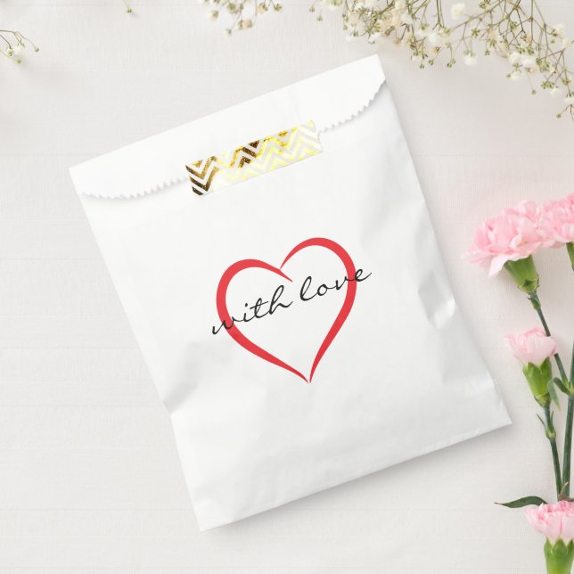 With Love Simple Elegant Heart Monogram Script  Favor Bag (Sealed)