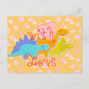 With Love Sweet Hearts Dinosaurs Postcard by dinoshop at Zazzle