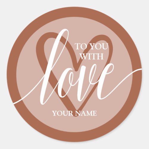 With Love Terracotta Classic Round Sticker